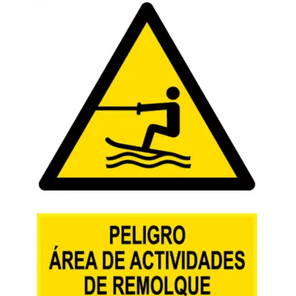 Señal / Cartel de Peligro área actividades remolque