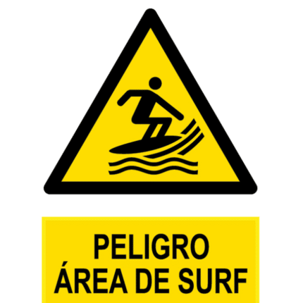 Señal / Cartel de Peligro área de surf