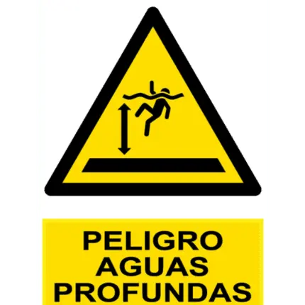Señal / Cartel de Peligro aguas profundas