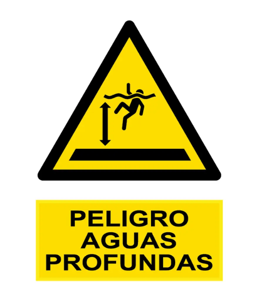 WSW005 Señal / Cartel de Peligro aguas profundas