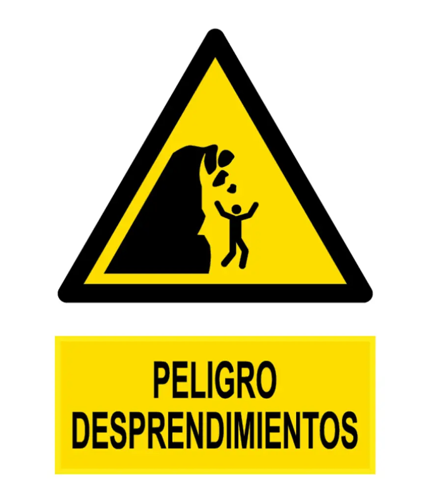 WSW011 Señal / Cartel de Peligro desprendimientos
