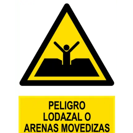 Señal / Cartel de Peligro lodazal o arenas movedizas