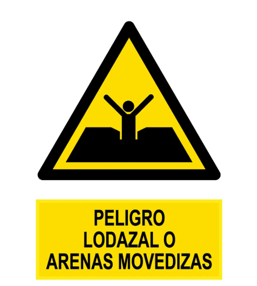 WSW019 Señal / Cartel de Peligro lodazal o arenas movedizas