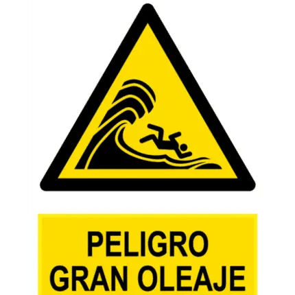 Señal / Cartel de Peligro gran oleaje