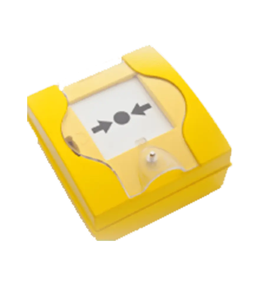 disparo_amarillo Pulsador de disparo de extinción rearmable. PSGD