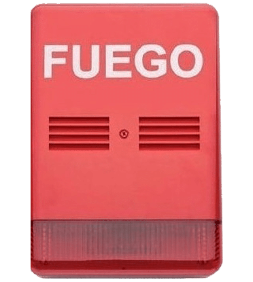 sirena-de-alarma-exterior-con-piloto-de-bajo-consumo-24v-20ma-m100fe Sirena exterior de incendios con destellante. M100FE