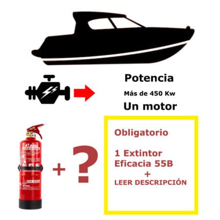 Pack de extintor para barco. Potencia mayor de 450 Kw. Un motor